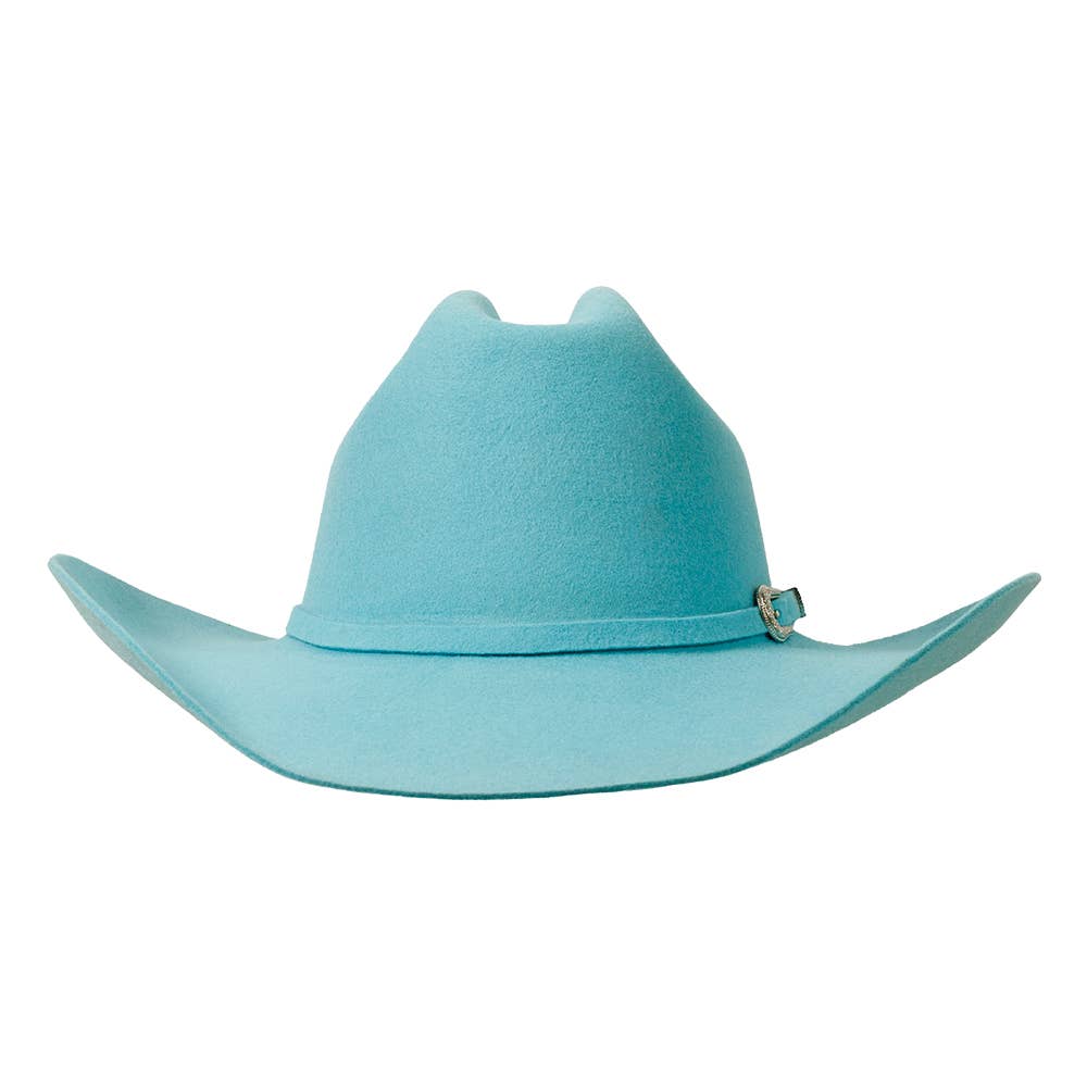 100% Wool Felt Western Cowboy Hat - Style Cattleman: White / LG
