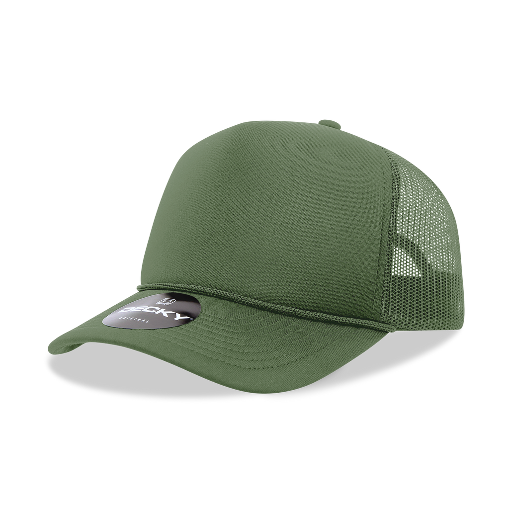 Decky 6025 Mid Profile, 5 Panel Foam Trucker Hat: Teal/White