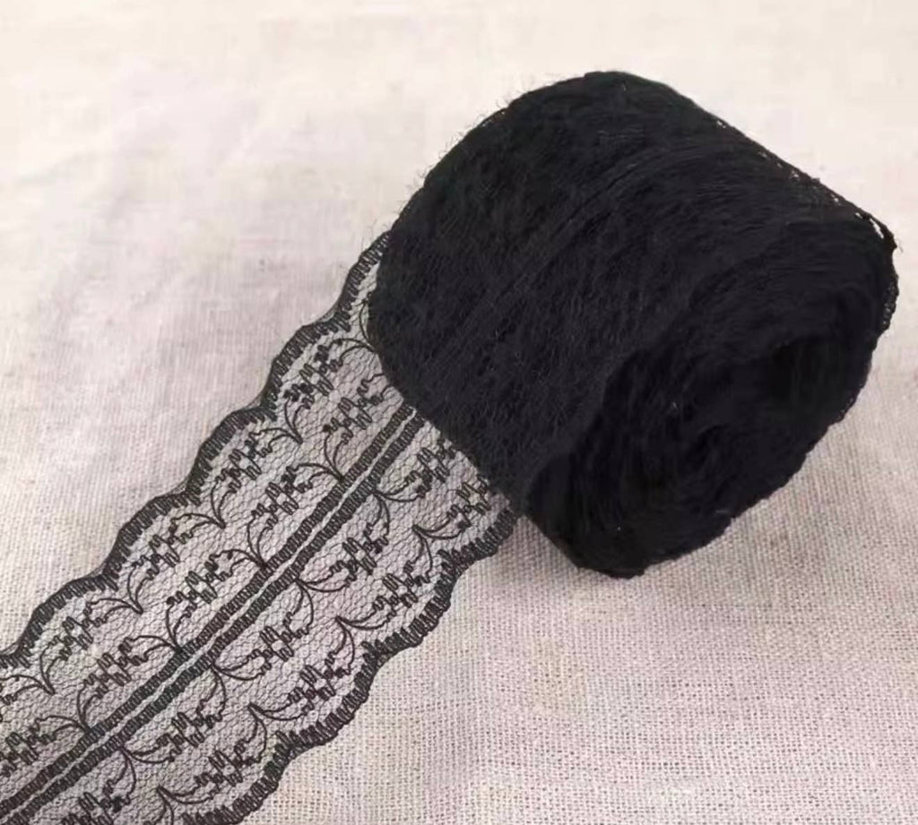 Mesh Lace Ribbon : Burgundy 25 yard