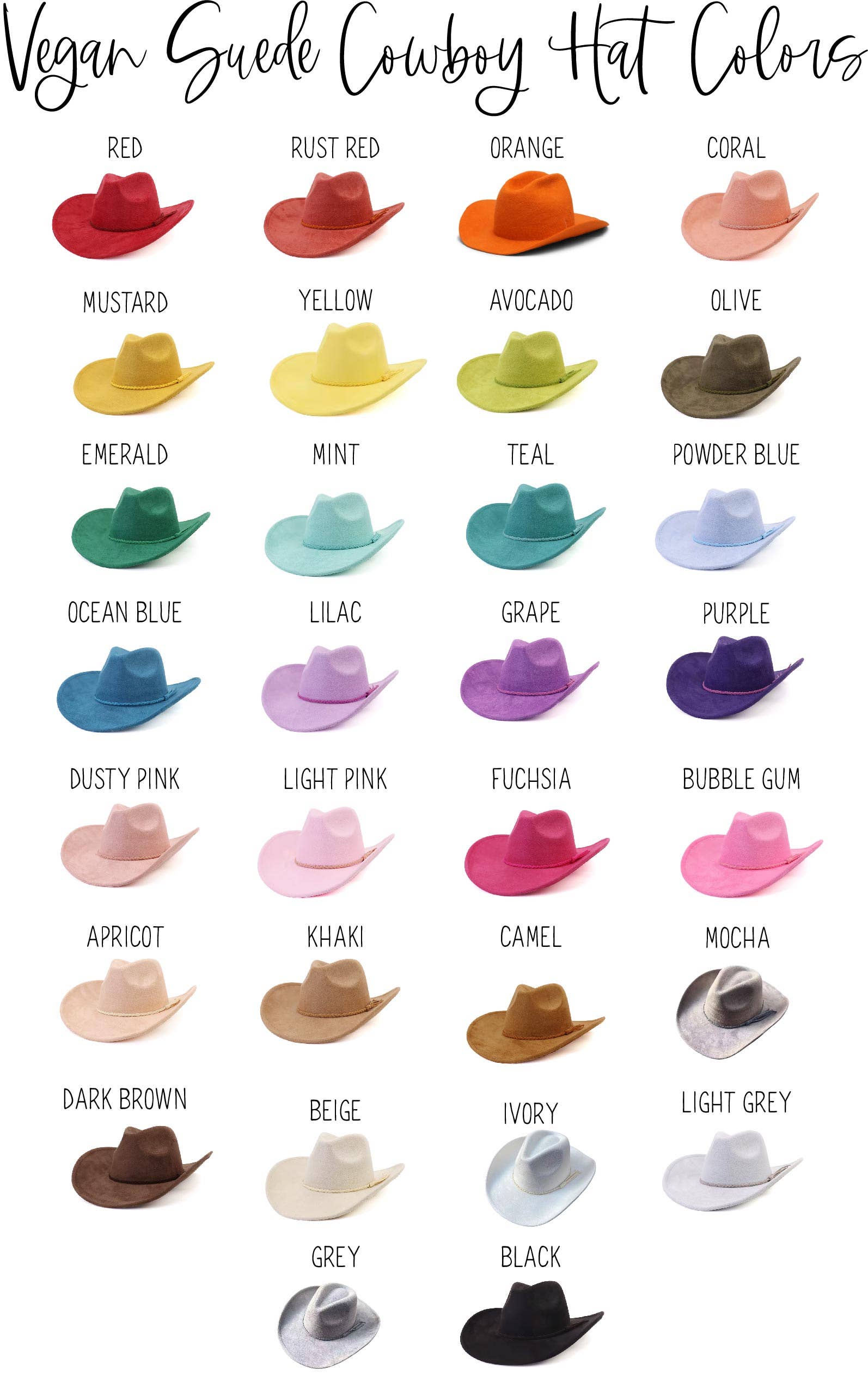 Blank Vegan Suede Cowboy Hat : Khaki