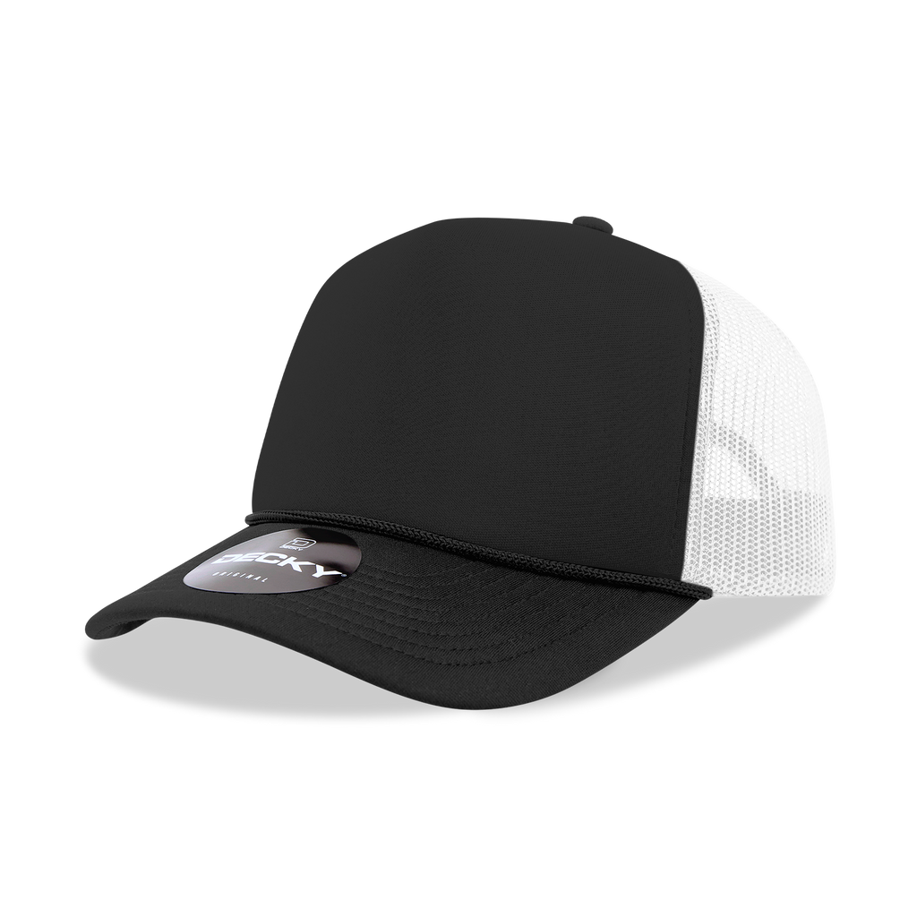 Decky 6025 Mid Profile, 5 Panel Foam Trucker Hat: Teal/White