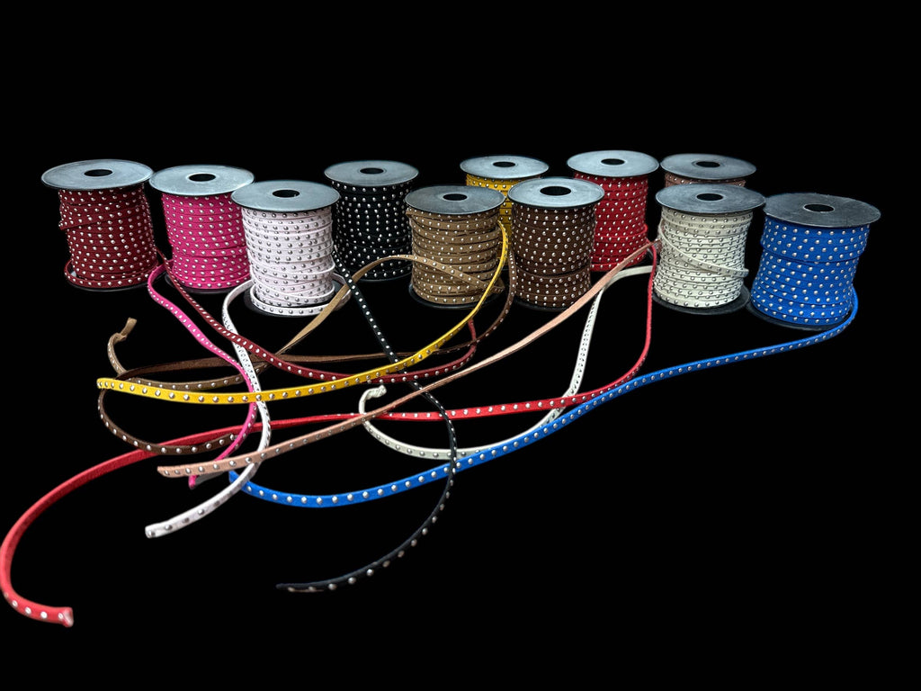Faux Suede Cord Lace Gold & Silver studs: Blush / Gold