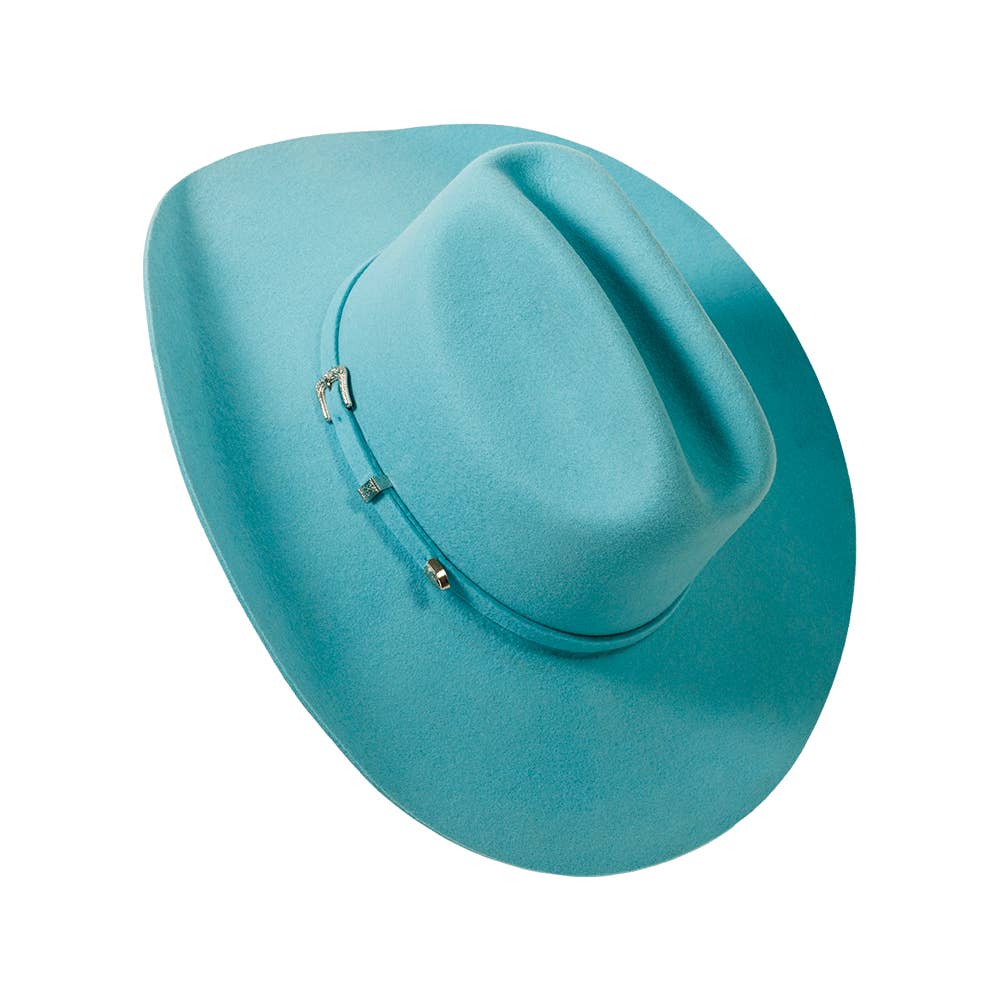 100% Wool Felt Western Cowboy Hat - Style Cattleman: White / MD