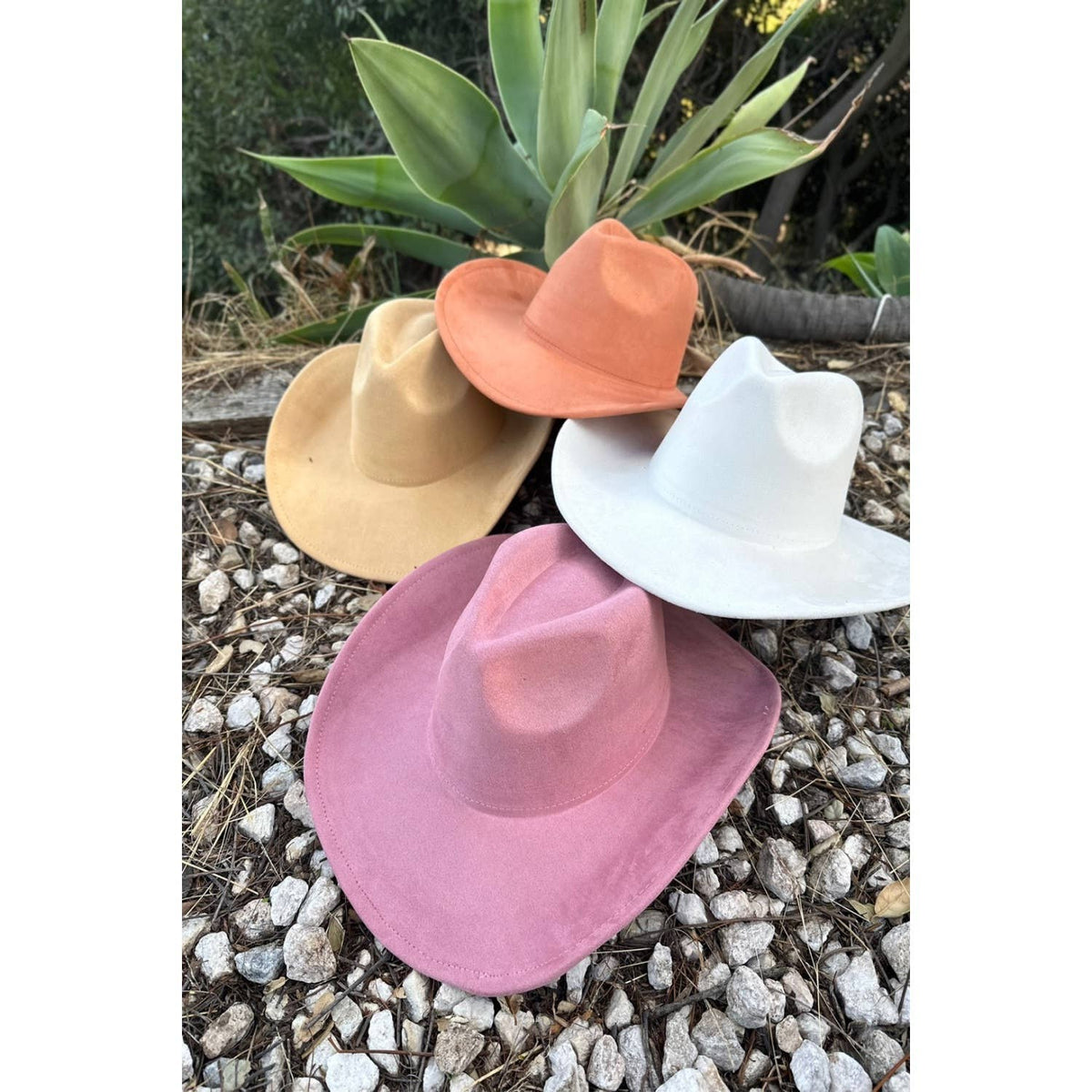 Vegan Suede Cowboy Hat: BROWN / ONE SIZE