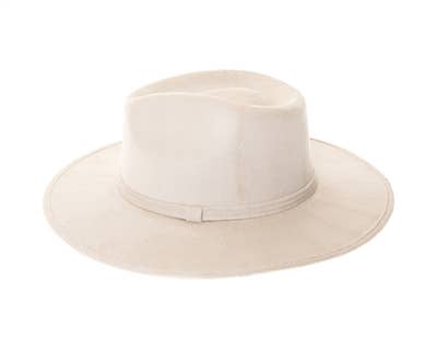 Stiff Brim Rancher Hat - Premium Vegan Suede - 12+ Colors!: Ivory
