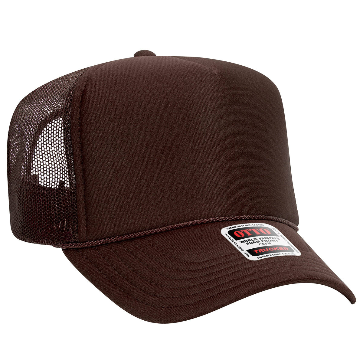 Otto 5-Panel High Crown Foam Trucker Hats, Mesh Back Cap - 39-165: Brn/Tan/Brn