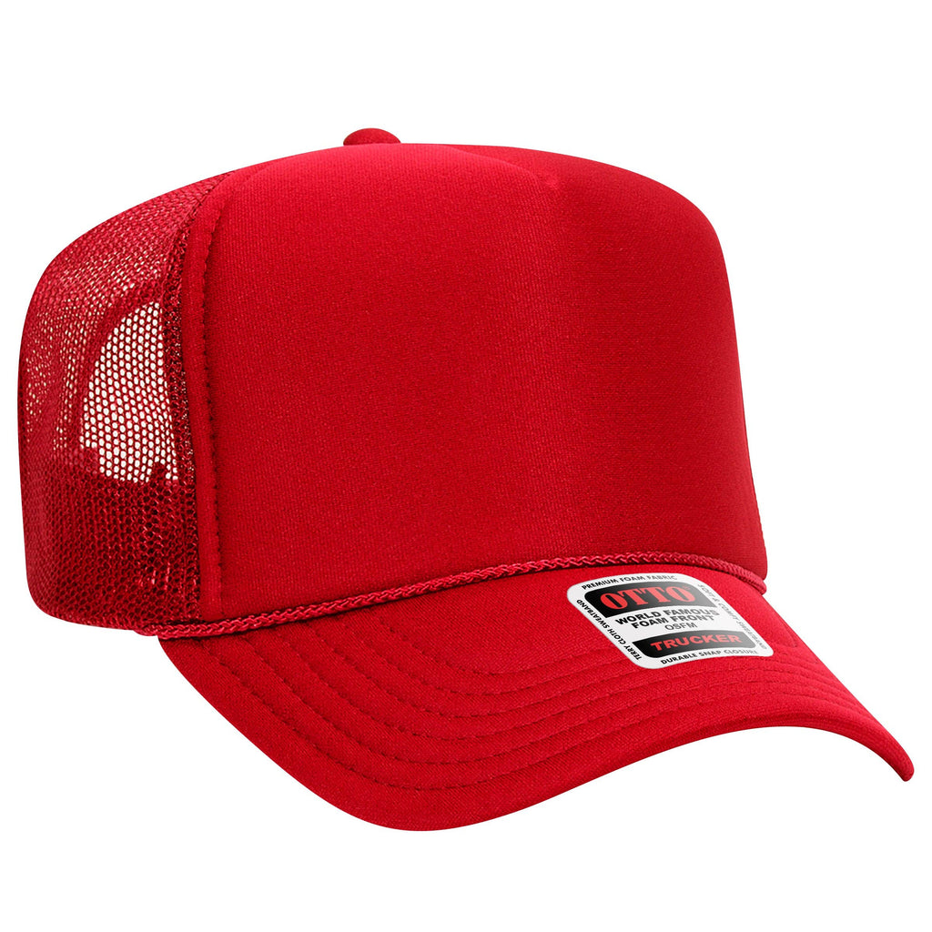 Otto 5-Panel High Crown Foam Trucker Hats, Mesh Back Cap - 39-165: N.Pnk/Wht/N.Pnk