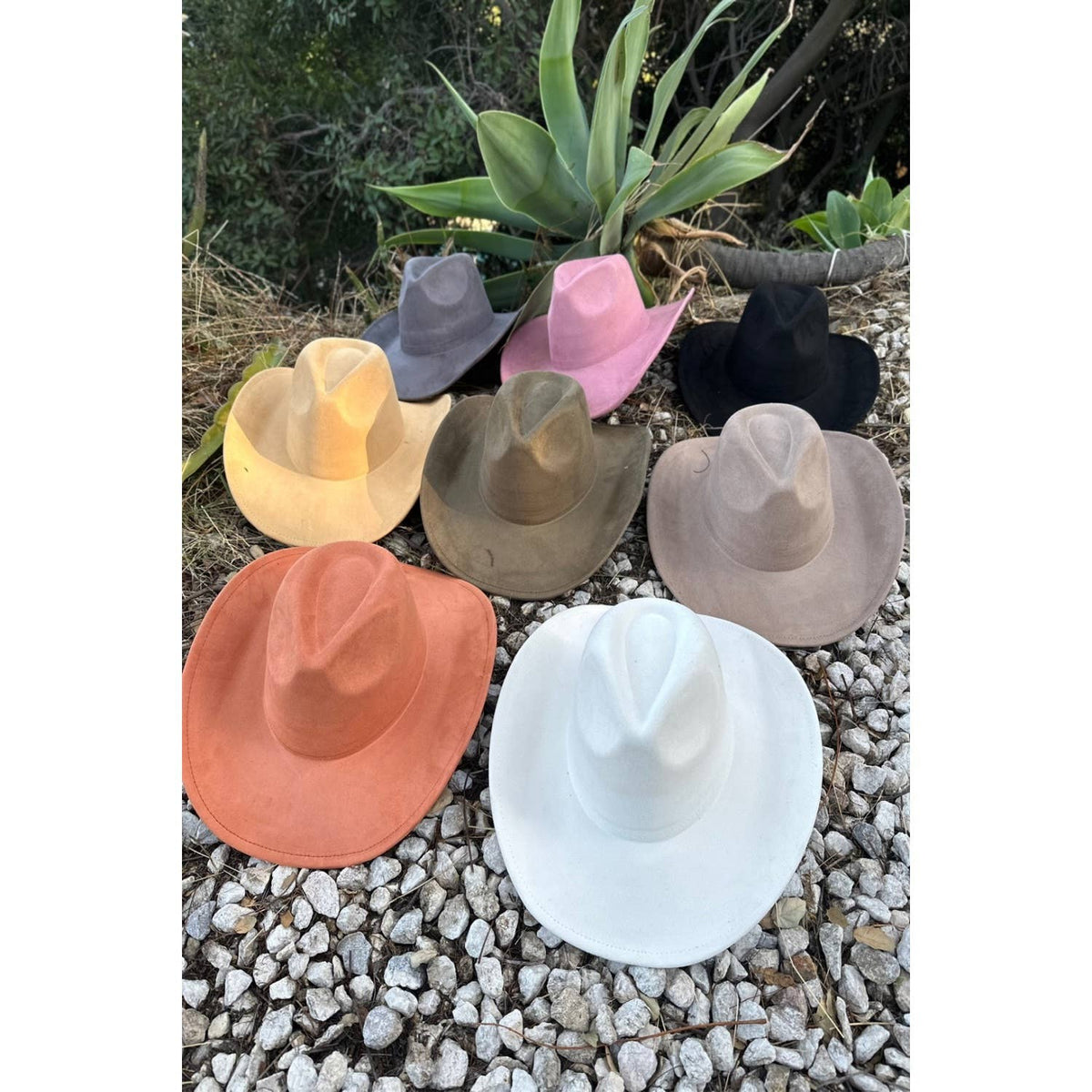 Vegan Suede Cowboy Hat: BROWN / ONE SIZE