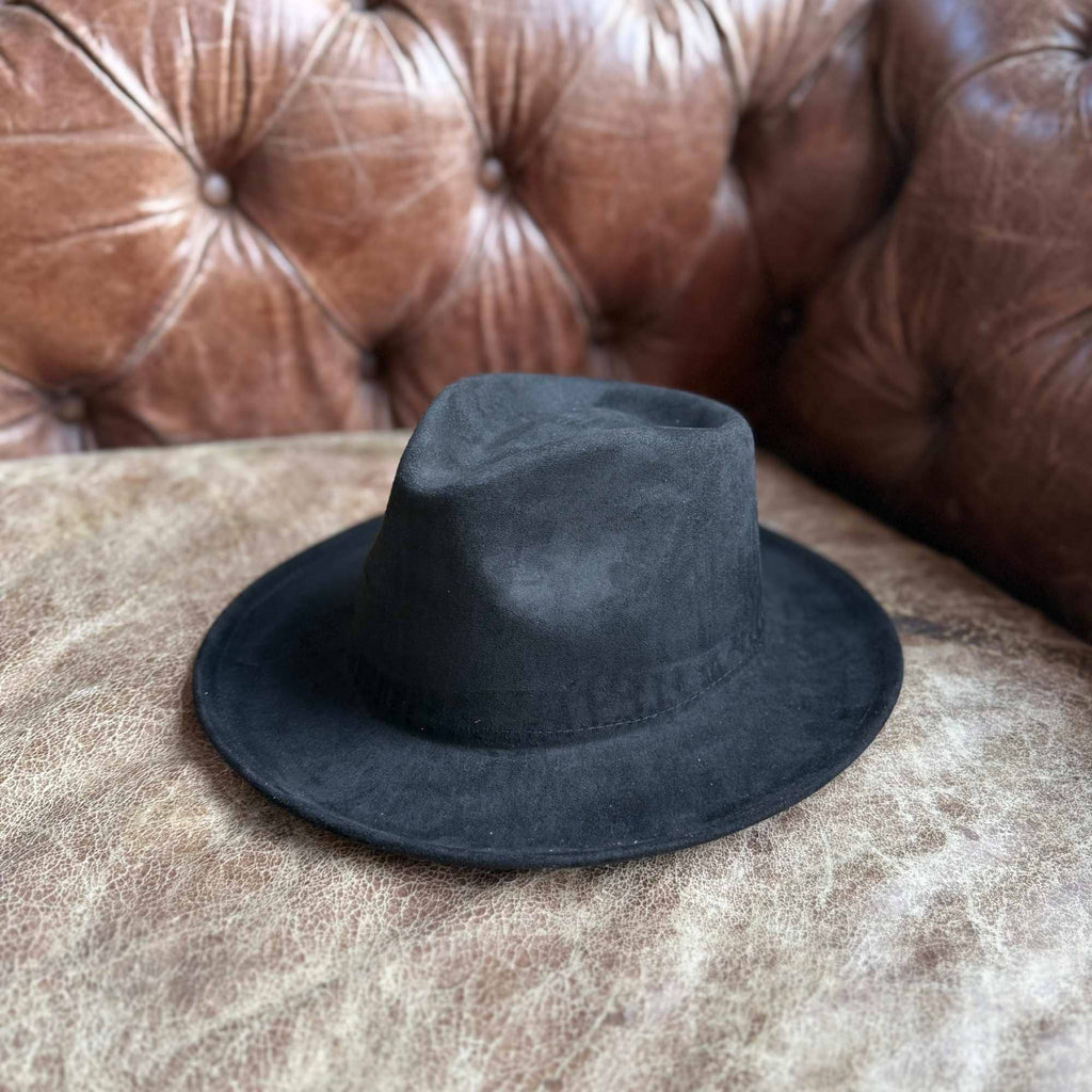 Stiff Short Brim Rancher in Suede Hat: Camel