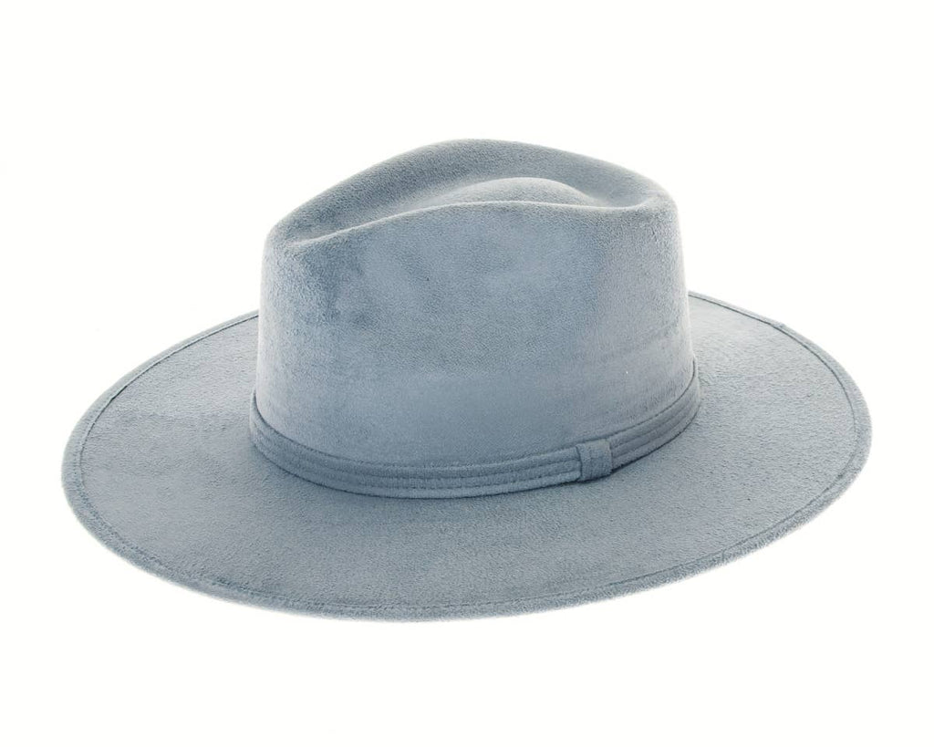 Stiff Brim Rancher Hat - Premium Vegan Suede - 12+ Colors!: Blue-Grey