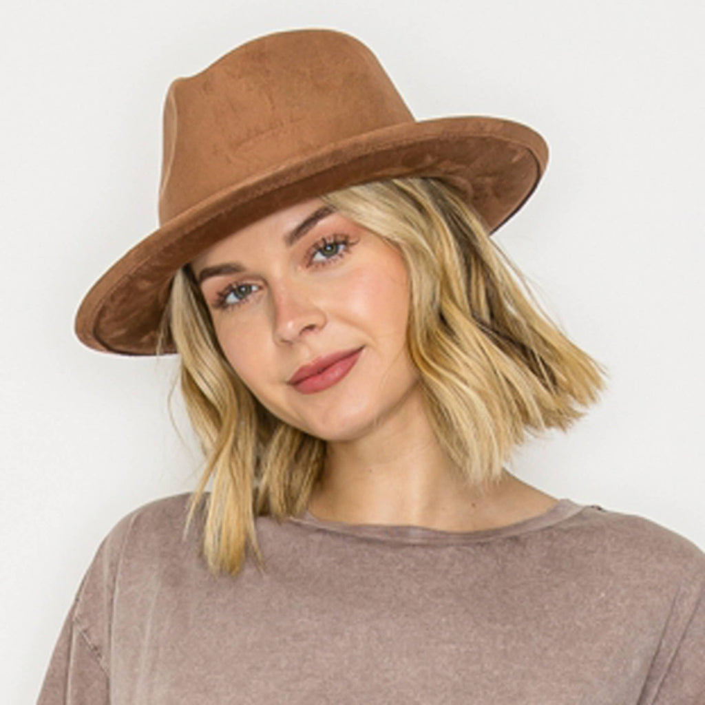 Stiff Short Brim Rancher in Suede Hat: Camel