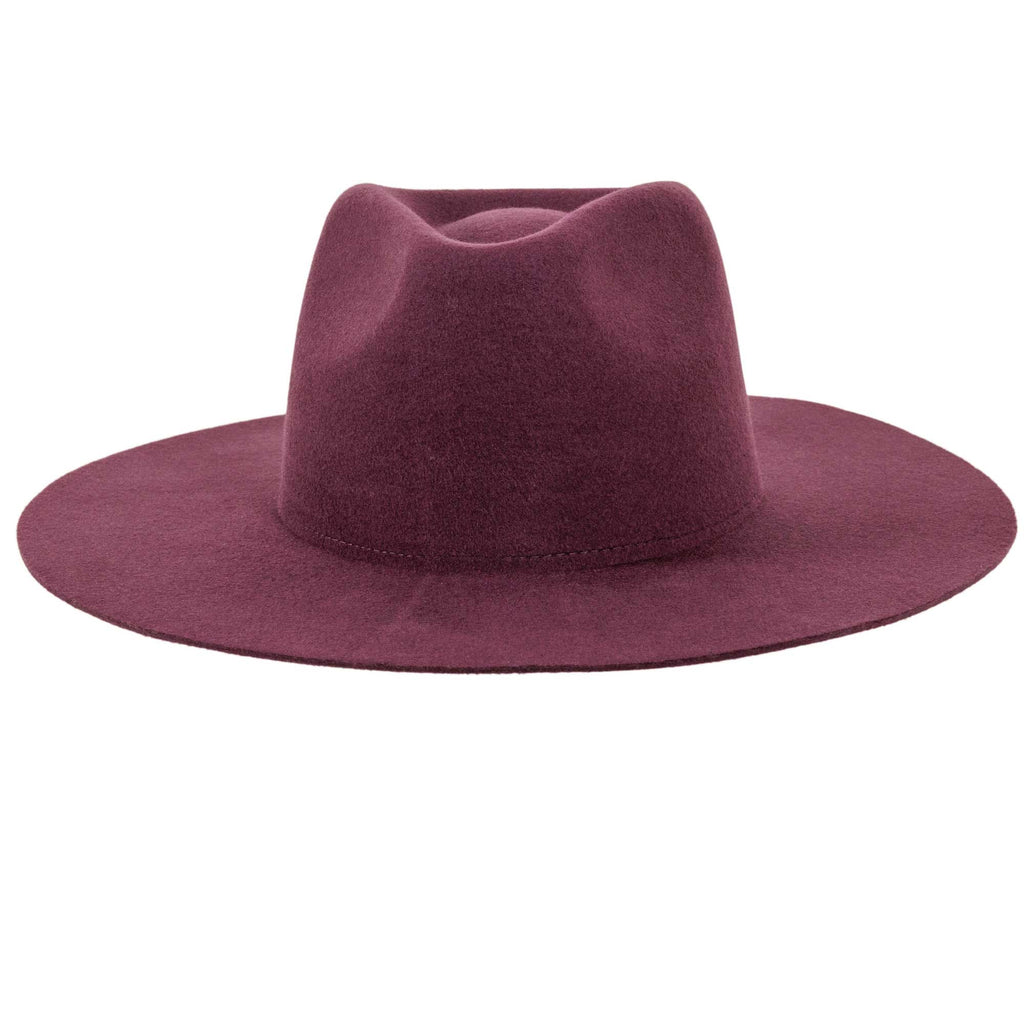 100% Wool Felt Flat Brim Fedora Hat - Style Rancher: Black / LG