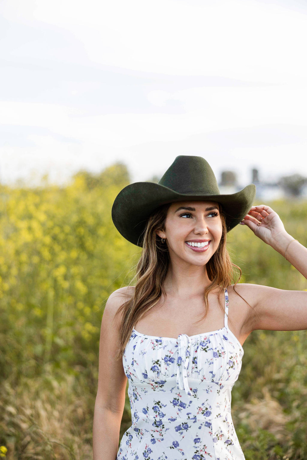 100% Wool Felt Western Cowboy Hat - Style Cattleman: White / LG