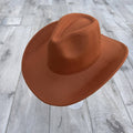 Vegan Felt Cattleman Cowboy Hat – Wide Brim Western Style: Rust