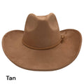 Cowboy Style Vegan Suede Hat for personalization: Tan