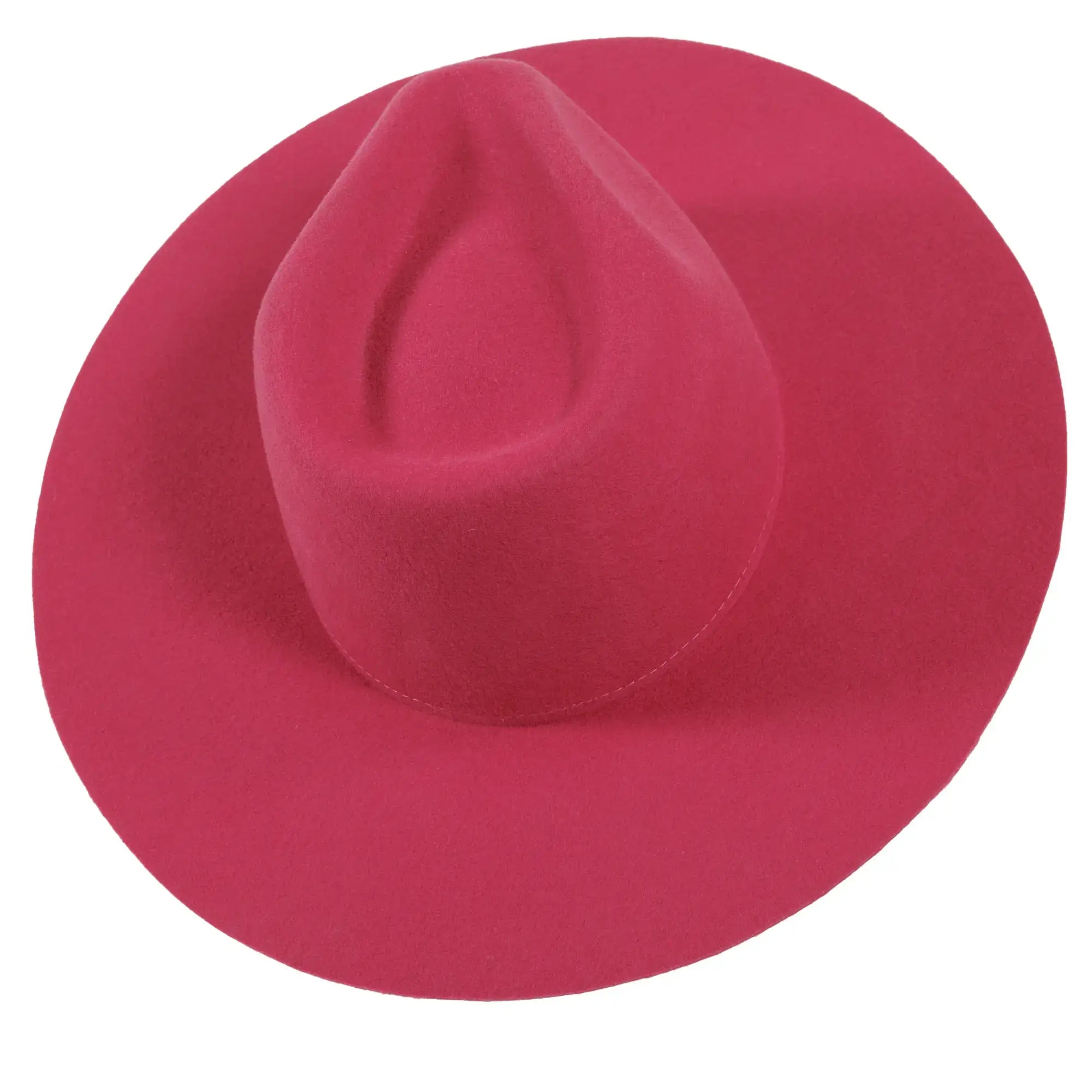 100% Wool Felt Flat Brim Fedora Hat - Style Rancher: Black / MD