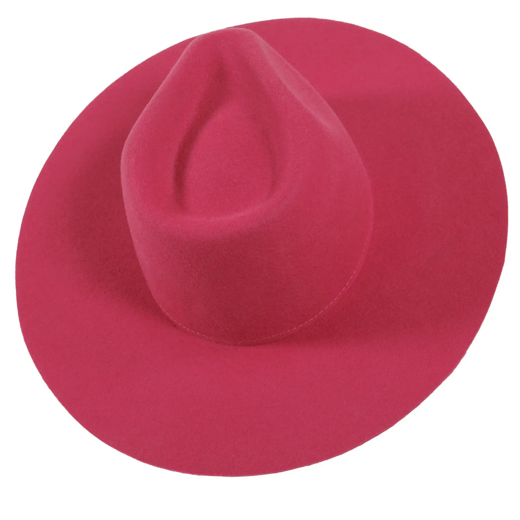 100% Wool Felt Flat Brim Fedora Hat - Style Rancher: Silver Belly / MD