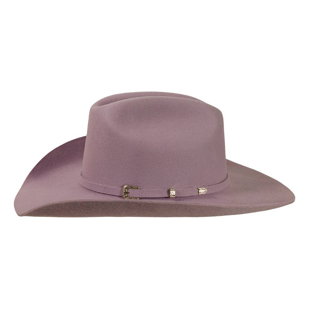 100% Wool Felt Western Cowboy Hat - Style Cattleman: White / MD