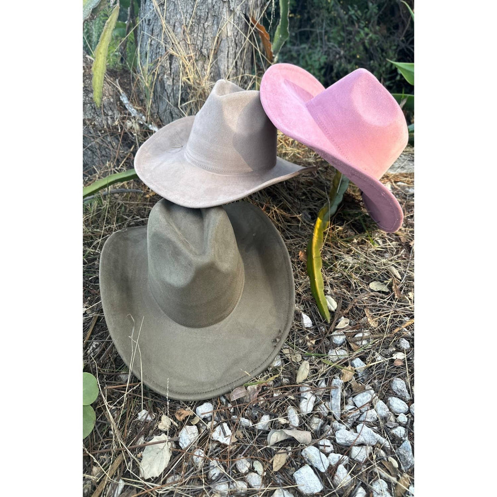 Vegan Suede Cowboy Hat: BROWN / ONE SIZE