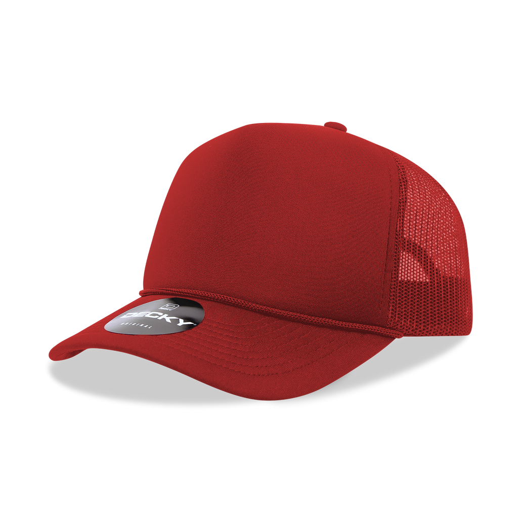 Decky 6025 Mid Profile, 5 Panel Foam Trucker Hat: Teal/White