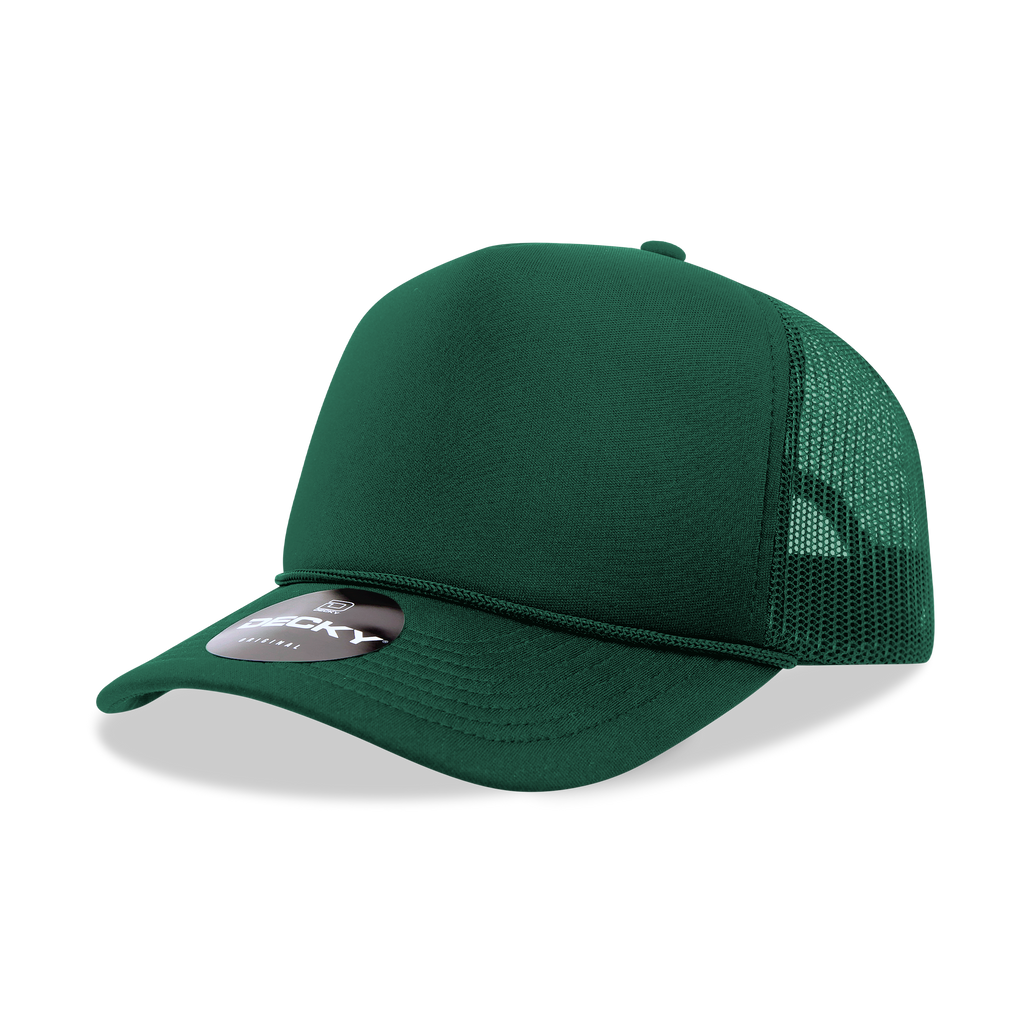 Decky 6025 Mid Profile, 5 Panel Foam Trucker Hat: Teal/White