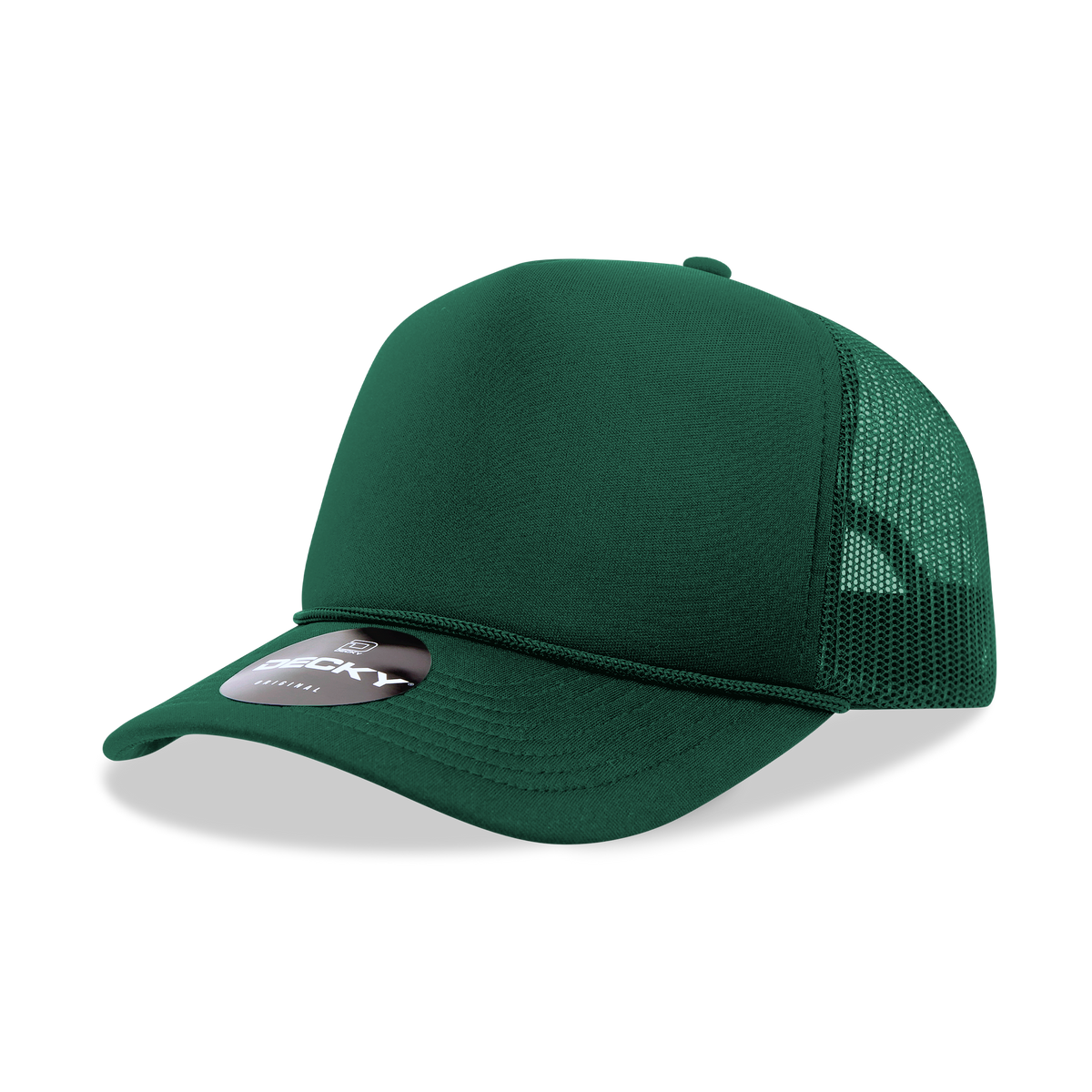Decky 6025 Mid Profile, 5 Panel Foam Trucker Hat: Teal/White