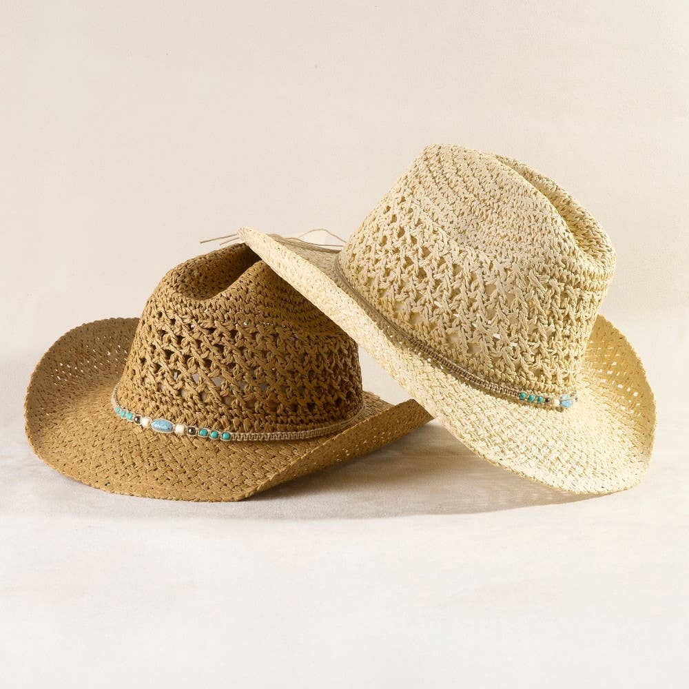 Braided Beads Straw Cowboy Hat: IV
