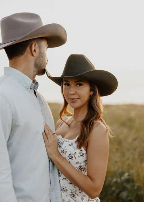 100% Wool Felt Western Cowboy Hat - Style Cattleman: White / LG
