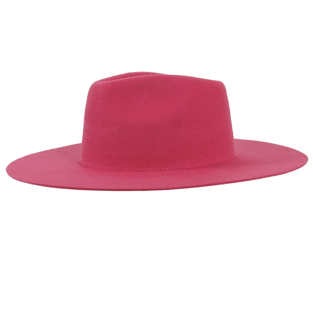 100% Wool Felt Flat Brim Fedora Hat - Style Rancher: Silver Belly / MD