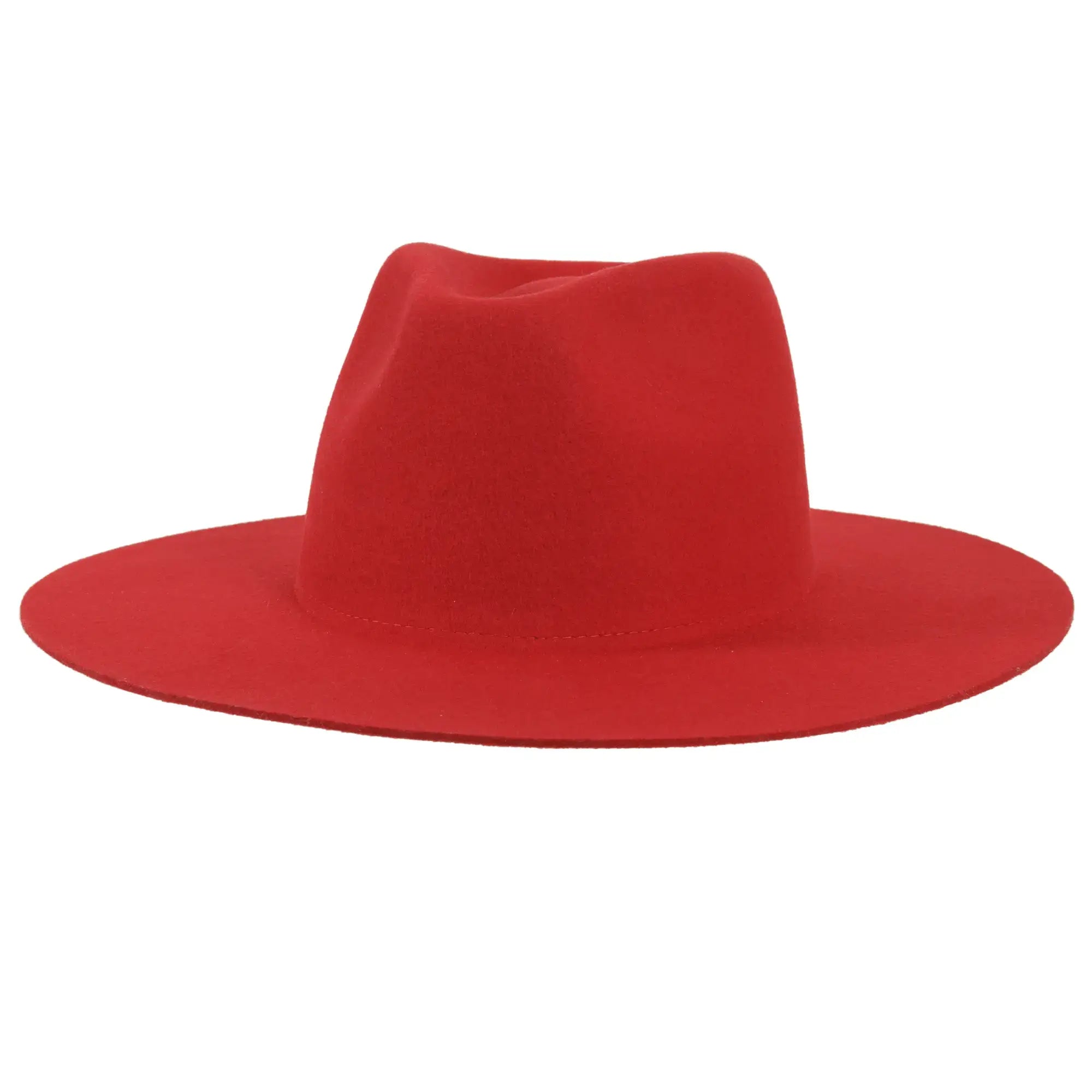 100% Wool Felt Flat Brim Fedora Hat - Style Rancher: Black / LG