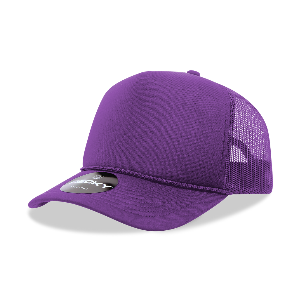 Decky 6025 Mid Profile, 5 Panel Foam Trucker Hat: Teal/White
