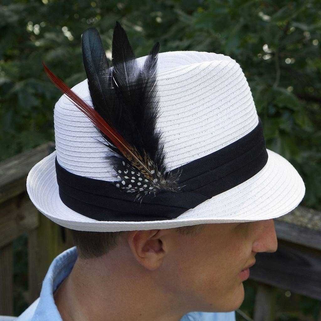 Hat Feather Trim With Black Rooster Coque and Guinea - Black