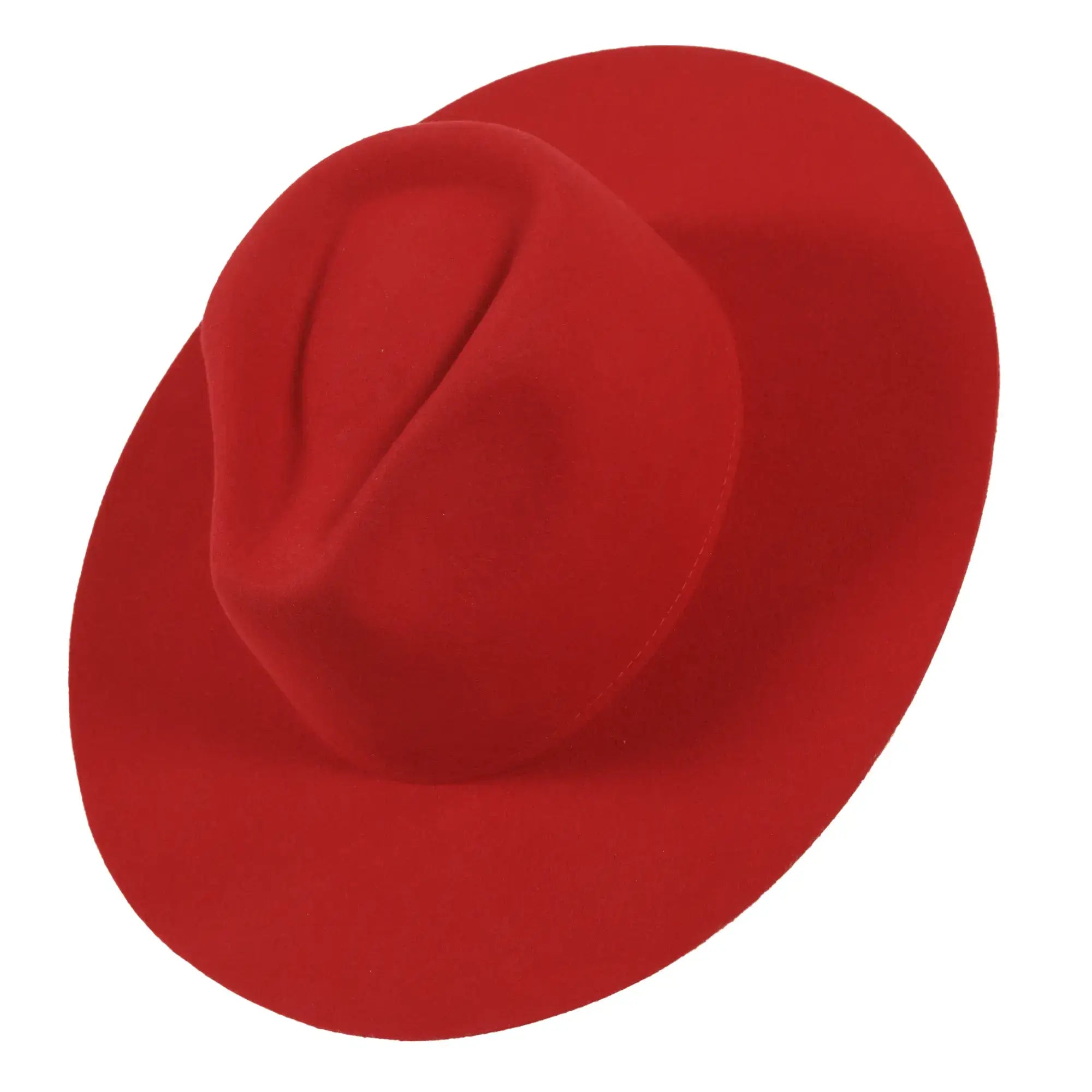 100% Wool Felt Flat Brim Fedora Hat - Style Rancher: Black / LG
