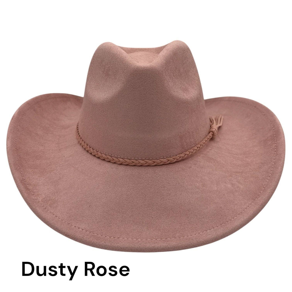 Cowboy Style Vegan Suede Hat for personalization: Dusty Rose