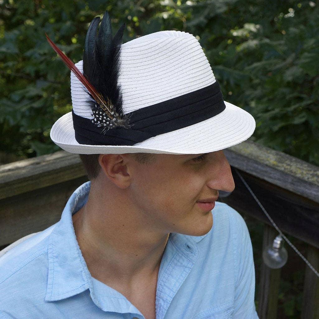 Hat Feather Trim With Black Rooster Coque and Guinea - Black