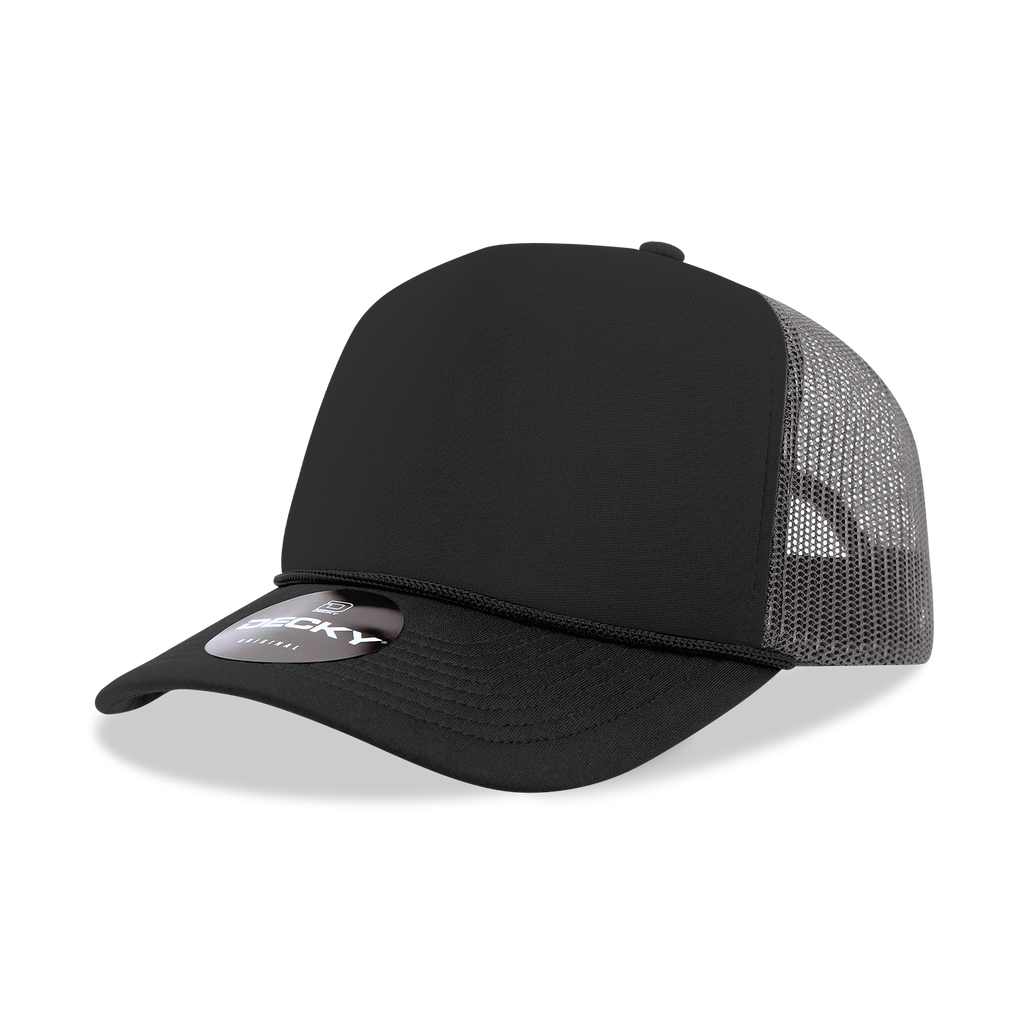 Decky 6025 Mid Profile, 5 Panel Foam Trucker Hat: Teal/White