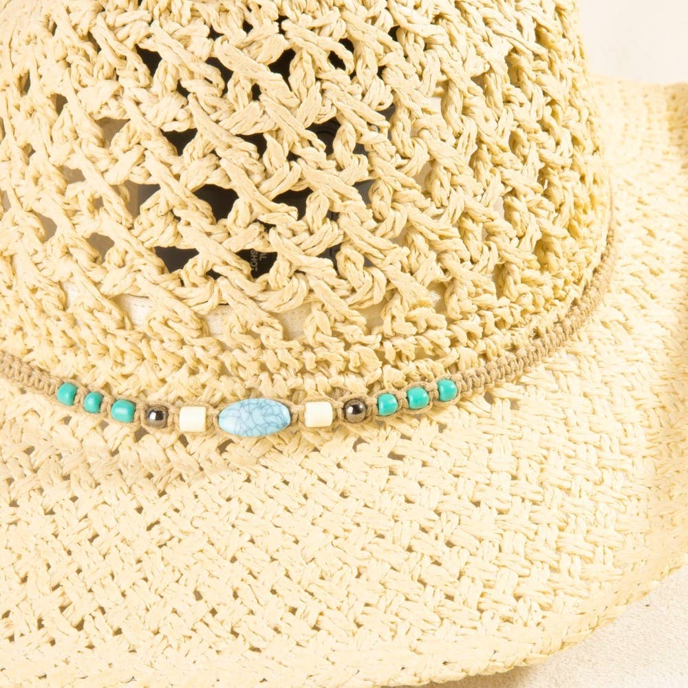 Braided Beads Straw Cowboy Hat: IV